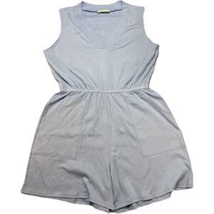 Zenana Romper Sleeveless V-neck Baby Blue, Pockets,Sz 1x,Comfy, Preppy, Dress,‎